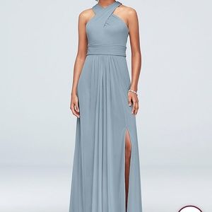 Never worn, dusty blue David’s Bridal dress